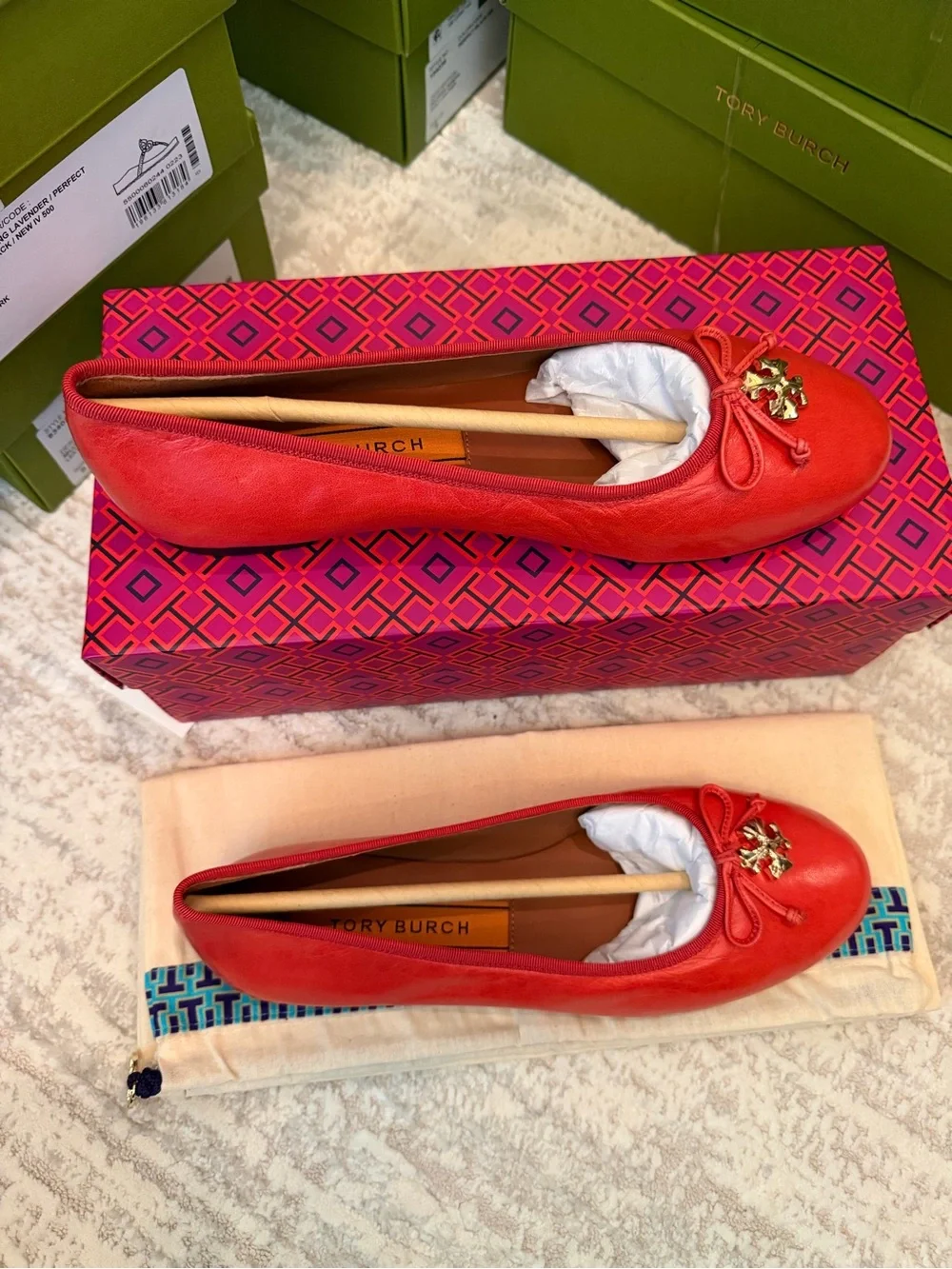 Tory Burch Ballet Flats with Logo Charm
